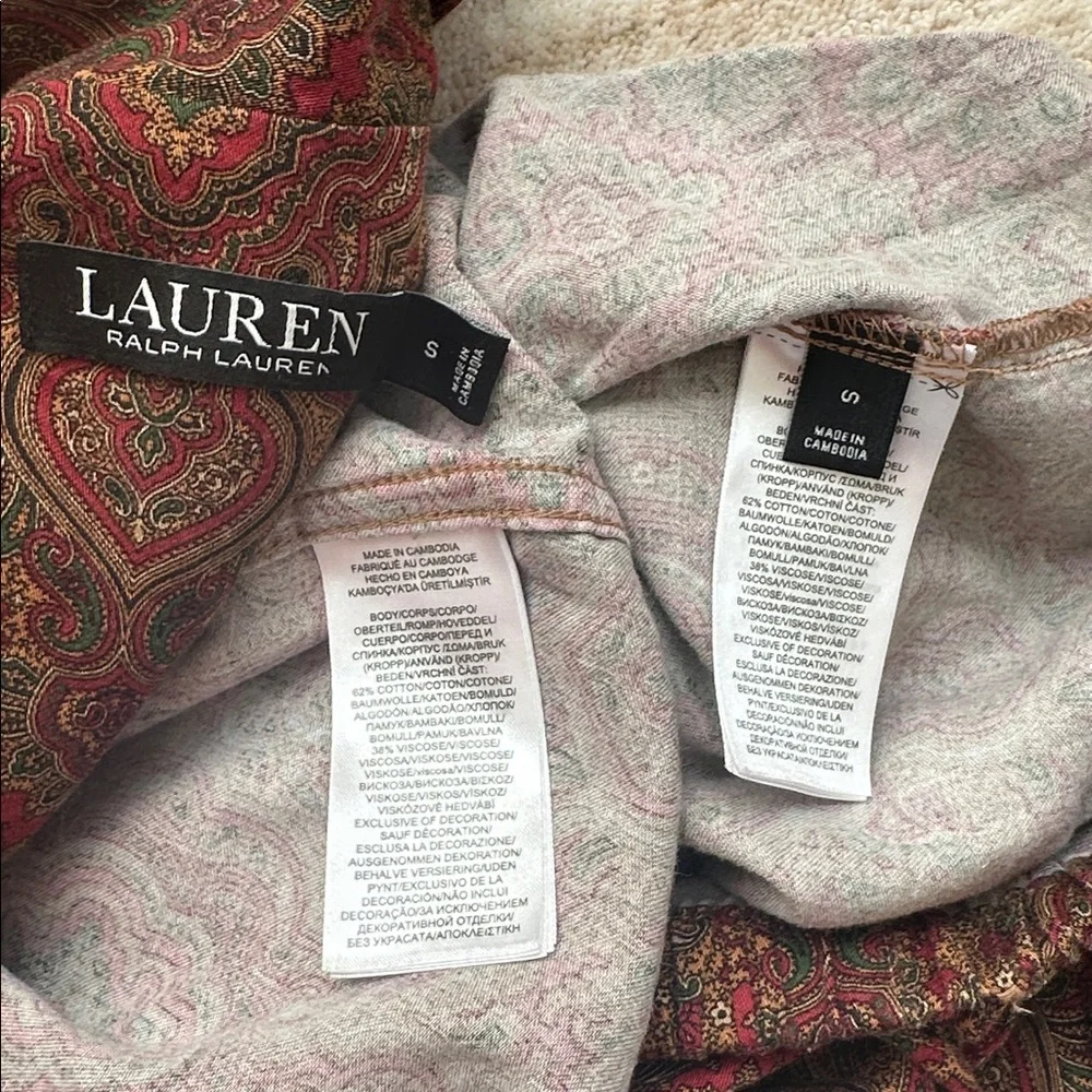 EUC Lauren Ralph Lauren Women's 2-Pc. Paisley-Print Pajamas Set Size Small